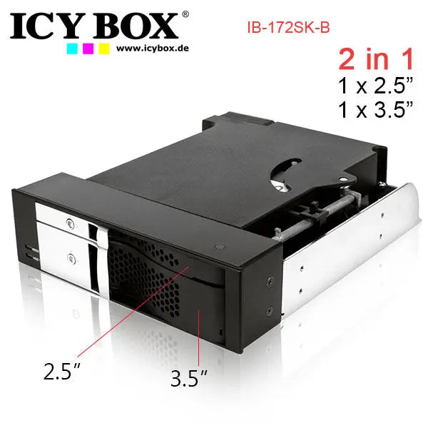 ICY BOX Trayless module for 1x 2.5" and 1x 3.5" SATA HDDs in 1x 5.25" bay (IB-172SK-B) Deals499