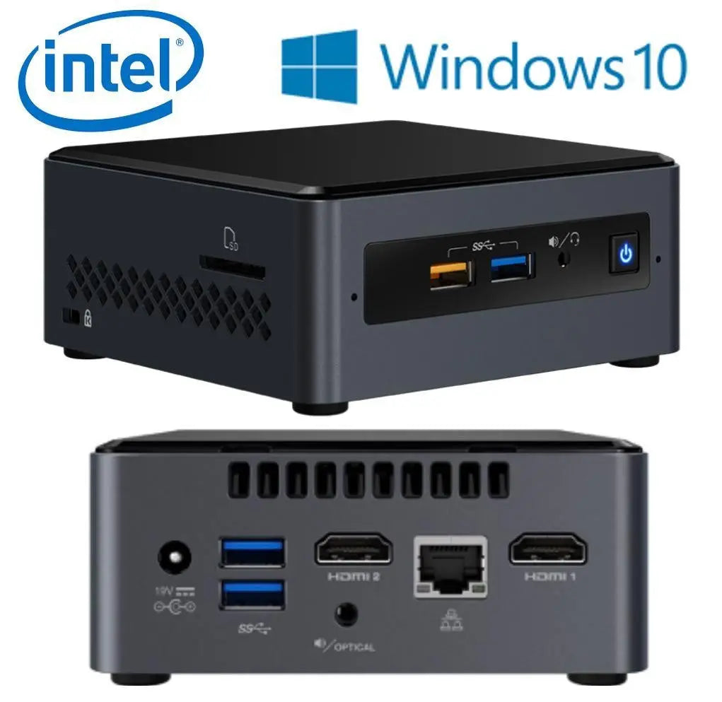 INTEL NUC mini PC J4005 2.7GHz 4GB DDR4 32GB eMMC 2.5' HDD Windows 10 Home 2xHDMI 2xDisplays GbE LAN WiFi BT 4xUSB3.0 BOXNUC7CJYSAL4 INTEL