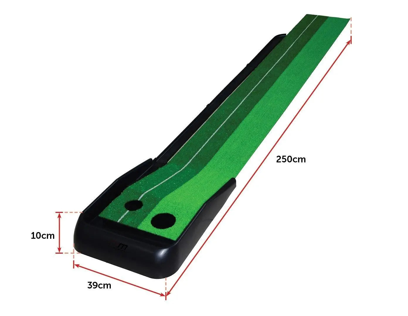Indoor Practice Putting Green 2.5m Mat Inclined Ball Return Fake Grass 2 Holes Deals499