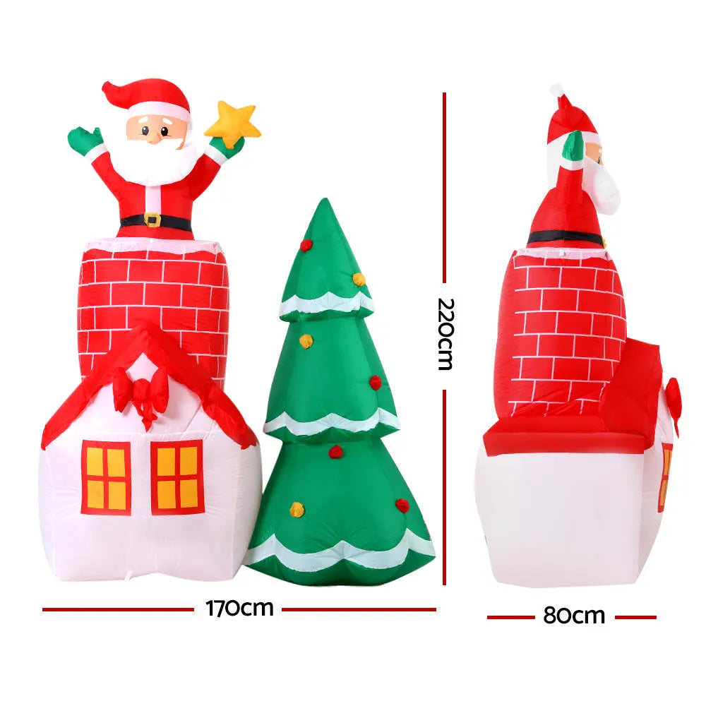 Jingle Jollys 2.2M Christmas Inflatable Santa Tree Lights Outdoor Decorations Deals499