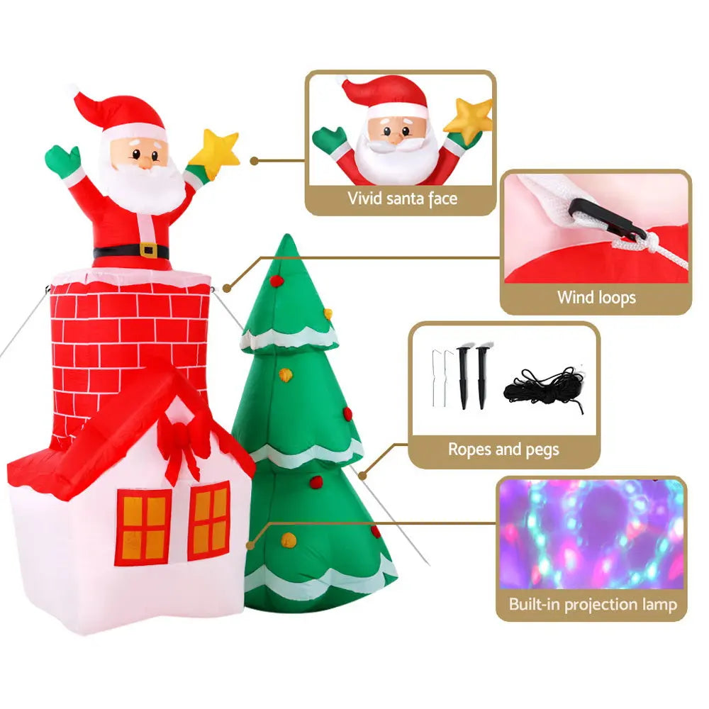 Jingle Jollys 2.2M Christmas Inflatable Santa Tree Lights Outdoor Decorations Deals499