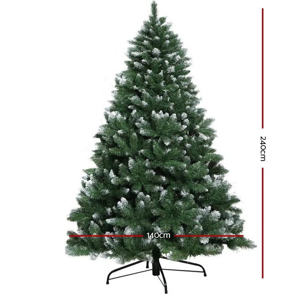 Jingle Jollys 2.4M 8FT Christmas Tree Xmas Home Decoration 1400 Tips Snowy Green Deals499