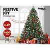 Jingle Jollys 2.4M 8FT Christmas Tree Xmas Home Decoration 1400 Tips Snowy Green Deals499