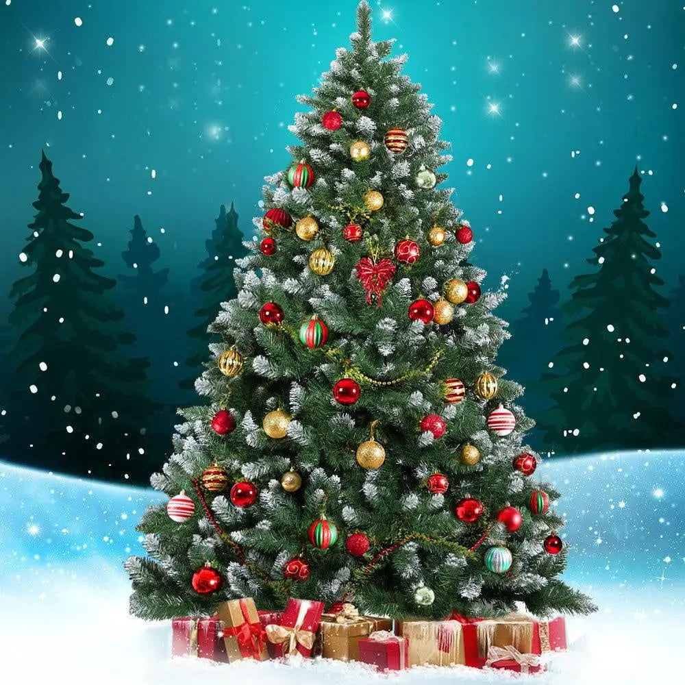 Jingle Jollys 2.4M 8FT Christmas Tree Xmas Home Decoration 1400 Tips Snowy Green Deals499