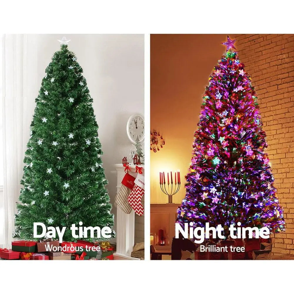 Jingle Jollys 2.4M 8FT LED Christmas Tree Xmas Optic Fiber Multi Colour Lights Deals499