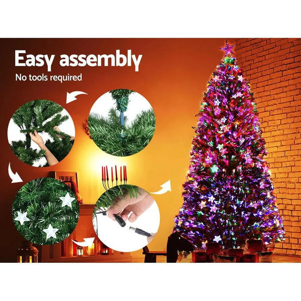Jingle Jollys 2.4M 8FT LED Christmas Tree Xmas Optic Fiber Multi Colour Lights Deals499
