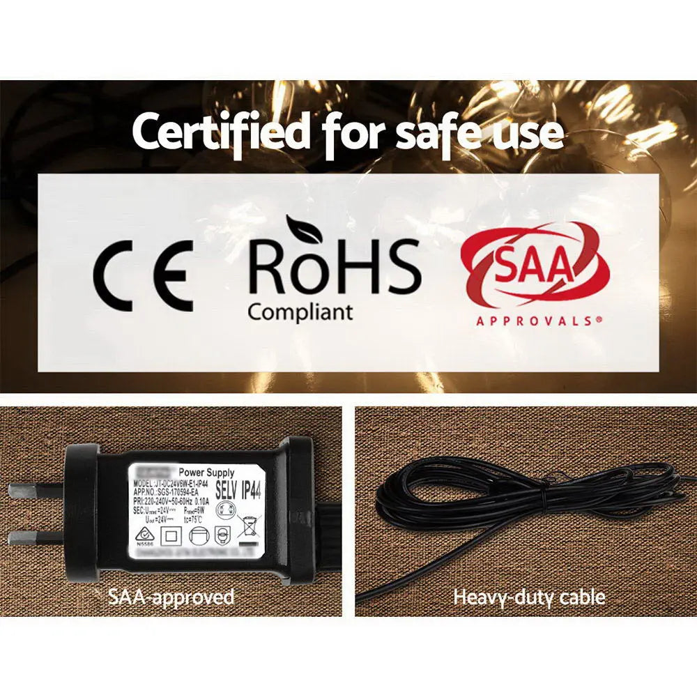 Jingle Jollys 23m LED Festoon String Lights 20 Bulbs Kits Wedding Party Christmas G80 Deals499