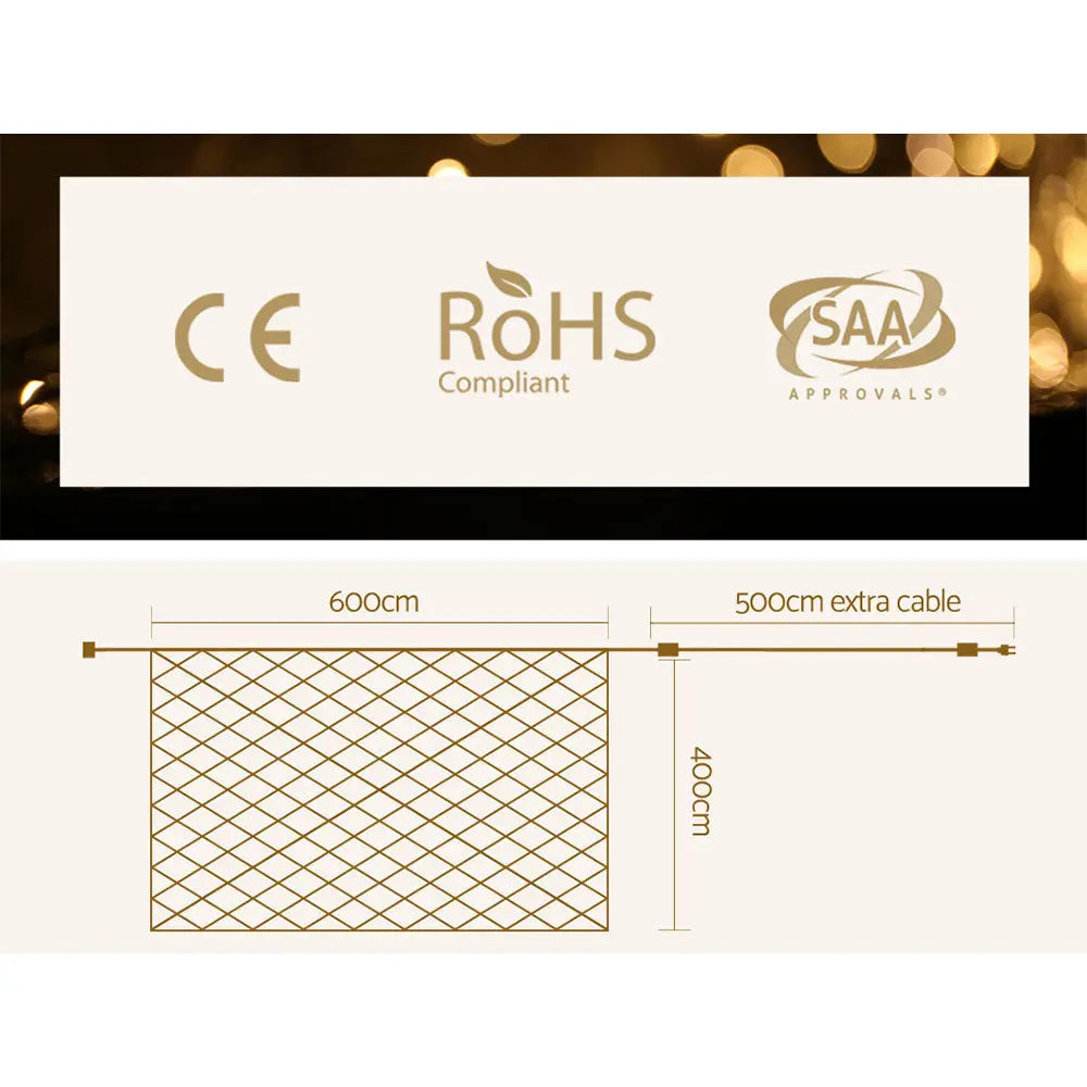 Jingle Jollys 4mx6m Christmas Net Mesh Lights 1000LED String Fairy Party Wedding Deals499