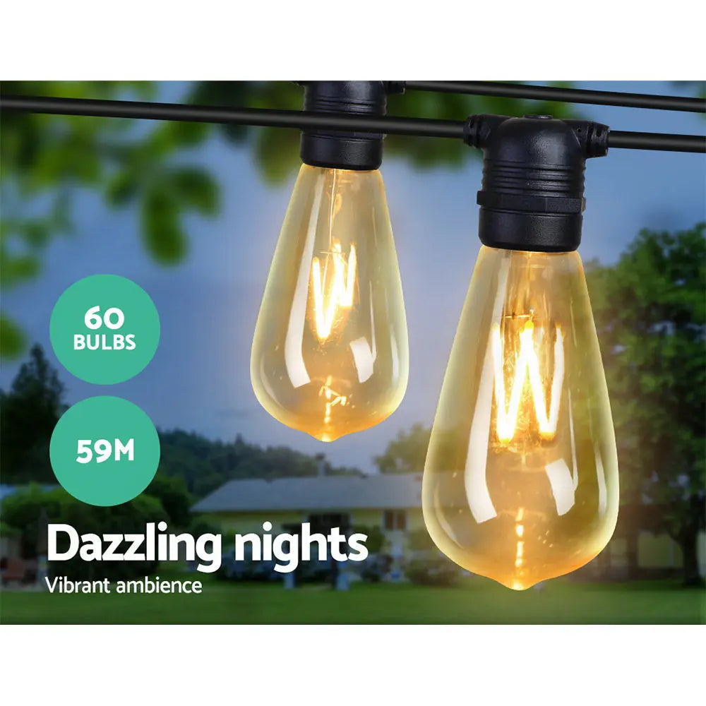 Jingle Jollys 60PCS LED Festoon String Lights Wedding Christmas Outdoor Deals499