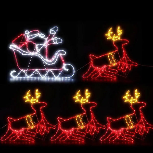 Jingle Jollys Christmas Motif Lights LED Rope Reindeer Waterproof Colourful Xmas Deals499
