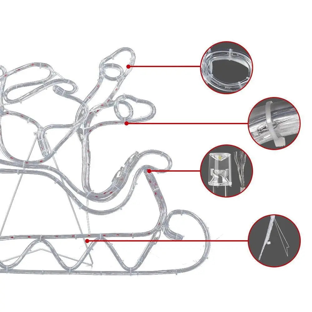 Jingle Jollys Christmas Motif Lights LED Rope Reindeer Waterproof Colourful Xmas Deals499