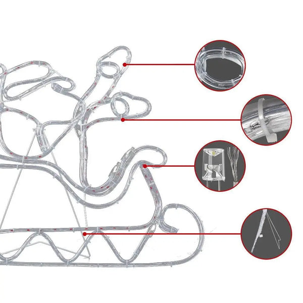 Jingle Jollys Christmas Motif Lights LED Rope Reindeer Waterproof Colourful Xmas Deals499