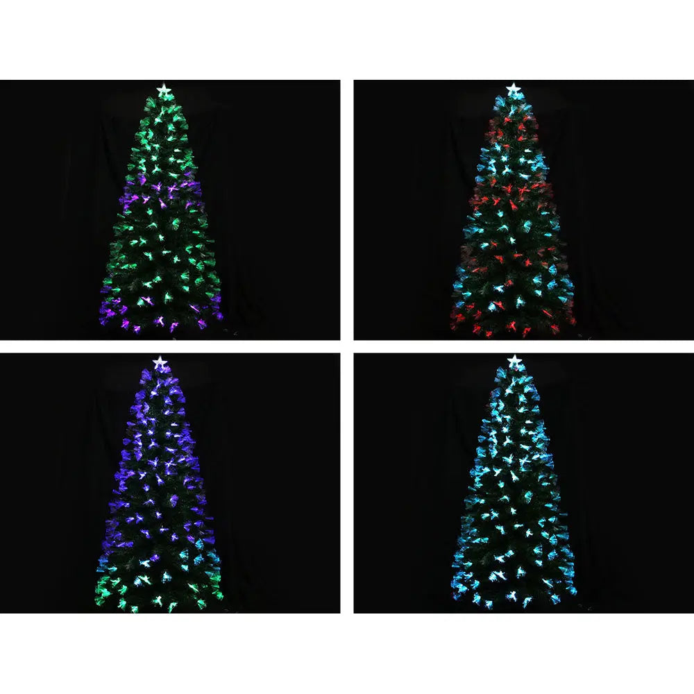 Jingle Jollys Christmas Tree 1.8M 6FT LED Xmas Multi Colour Lights Optic Fibre Deals499