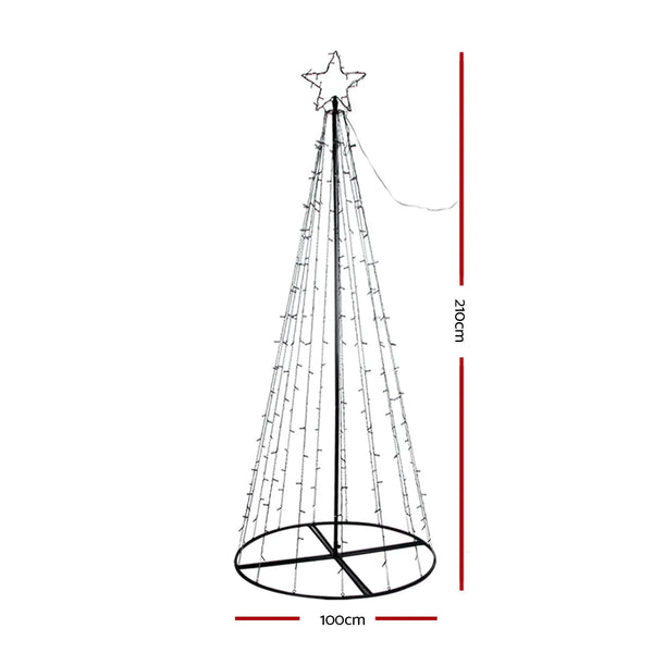Jingle Jollys Christmas Tree 2.1M 264 LED Xmas Trees Solar Power Multi Colour Deals499