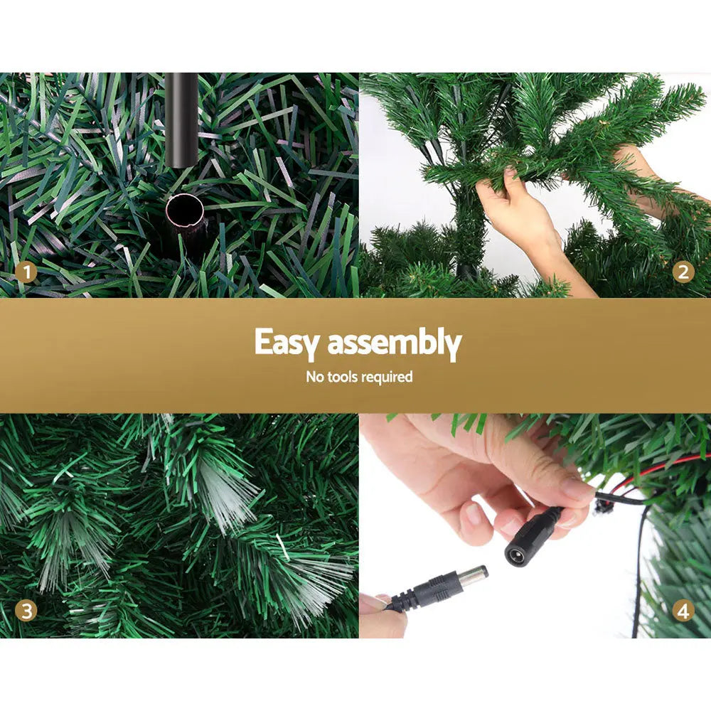 Jingle Jollys Christmas Tree 2.1M 7FT LED Xmas Multi Colour Lights Optic Fibre Deals499