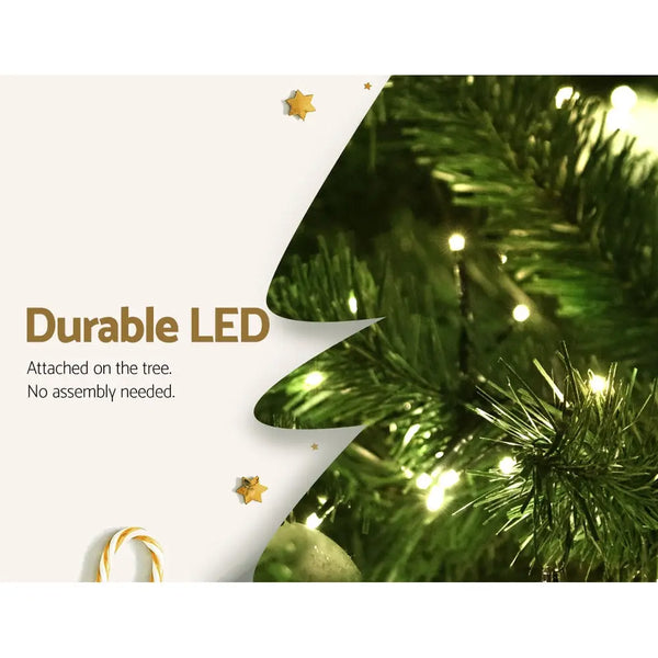 Jingle Jollys Christmas Tree 2.4M With 1488 LED Lights Warm White Green Deals499