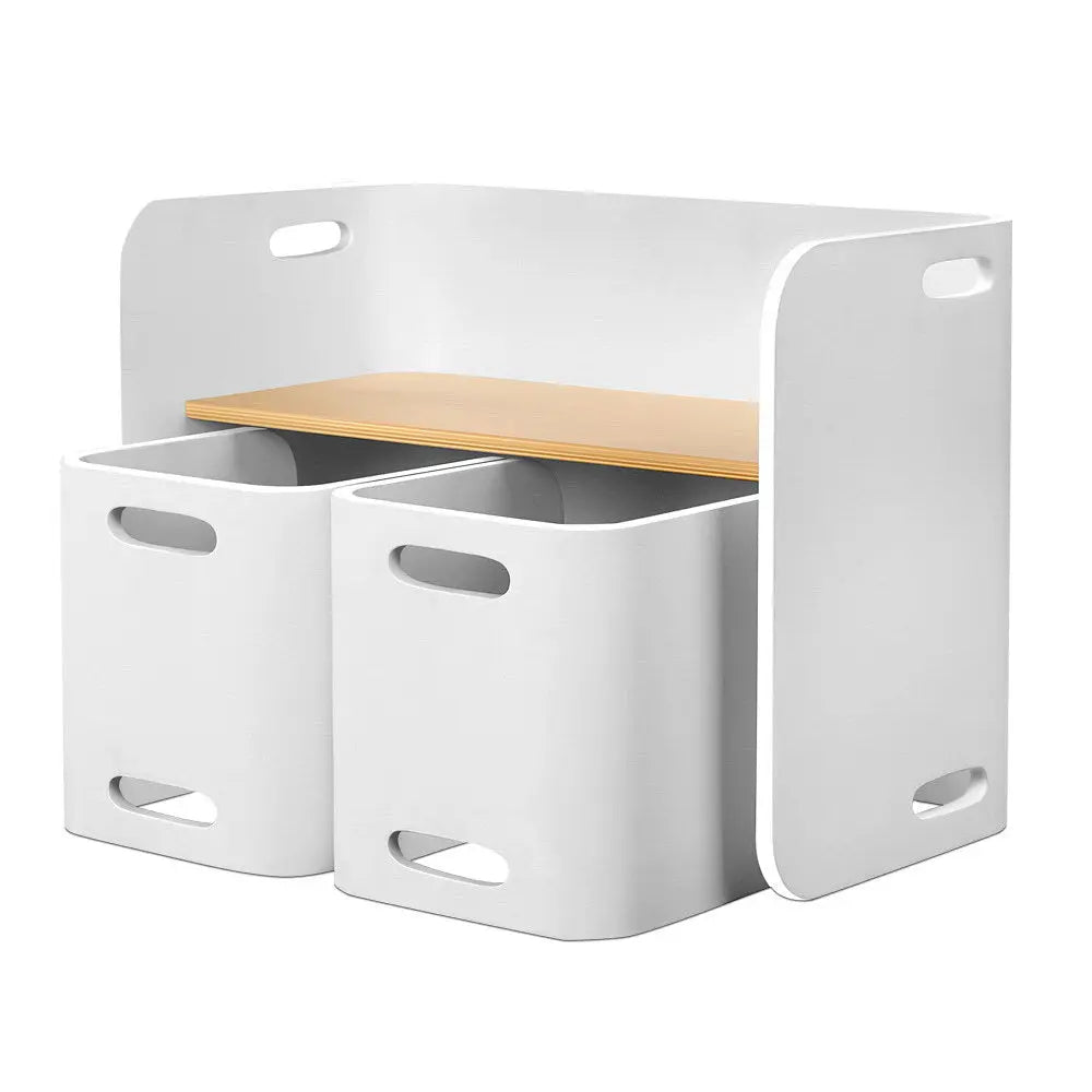 Keezi 3 PC Nordic Kids Table Chair Set White Desk Activity Compact Children Deals499