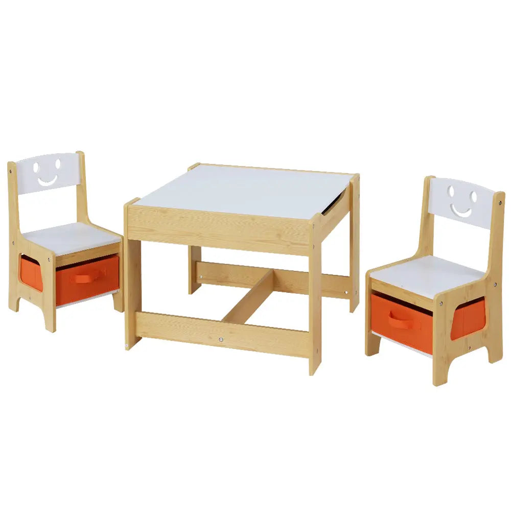 Keezi 3PCS Kids Table and Chairs Set Activity Chalkboard Toys Storage Box Desk Deals499