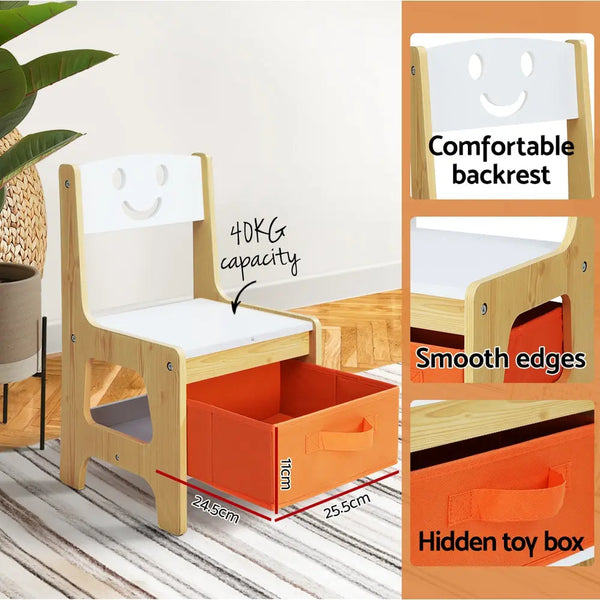 Keezi 3PCS Kids Table and Chairs Set Activity Chalkboard Toys Storage Box Desk Deals499