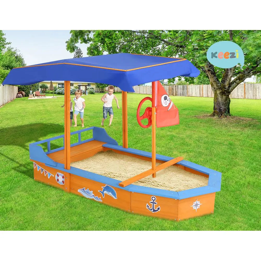 Keezi Boat-shaped Canopy Sand Pit Deals499