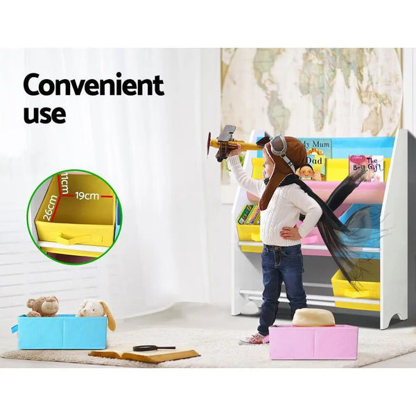 Keezi Kids Bookcase Childrens Bookshelf Toy Storage Organizer 2 Tiers Shelves Deals499
