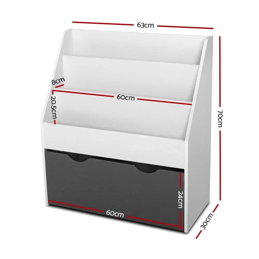 Keezi Kids Bookshelf Childrens Bookcase Organiser Storage Shelf Wooden White Deals499