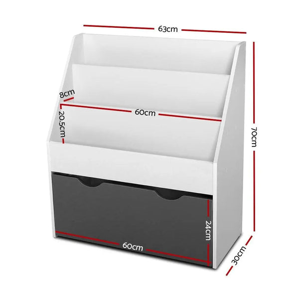 Keezi Kids Bookshelf Childrens Bookcase Organiser Storage Shelf Wooden White Deals499