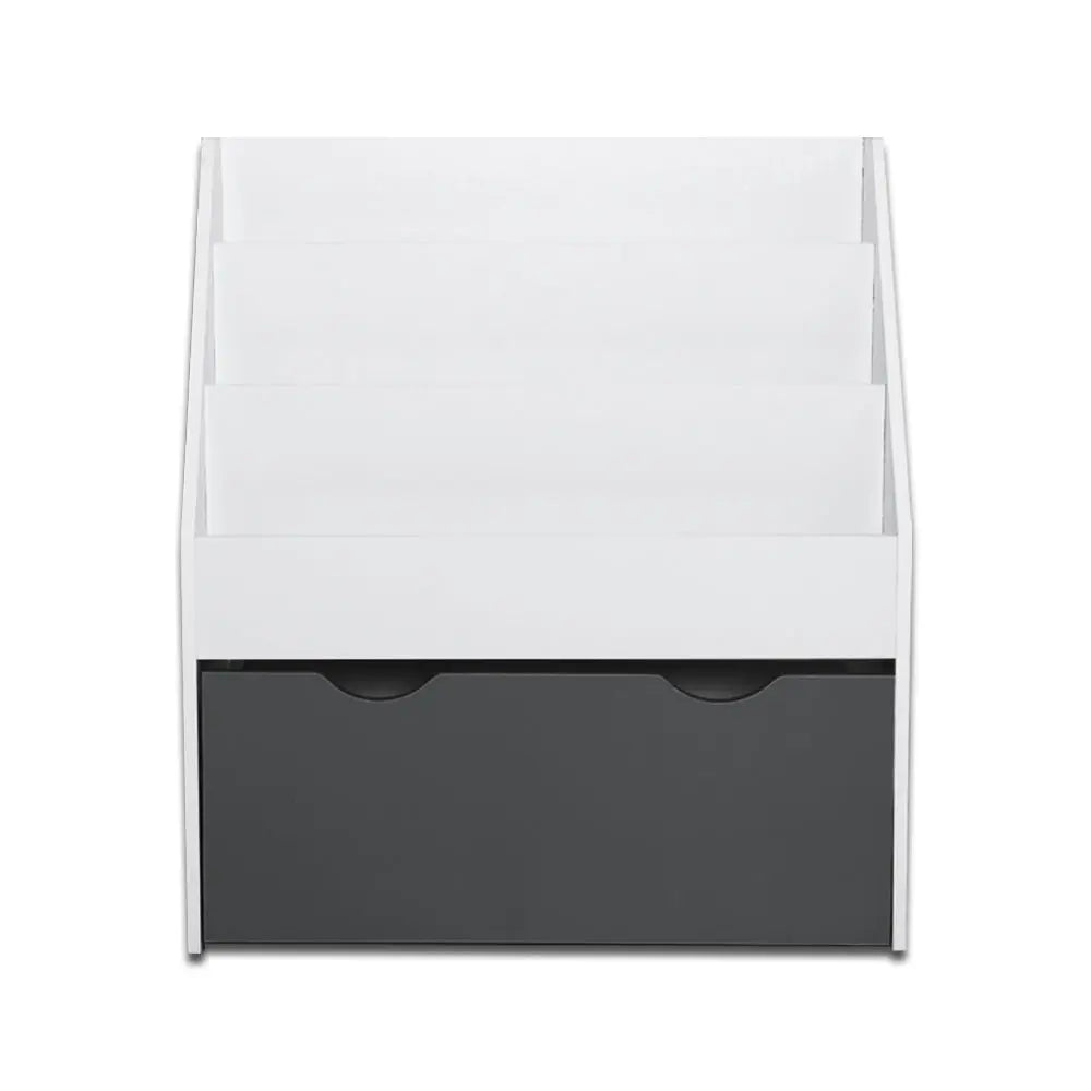 Keezi Kids Bookshelf Childrens Bookcase Organiser Storage Shelf Wooden White Deals499