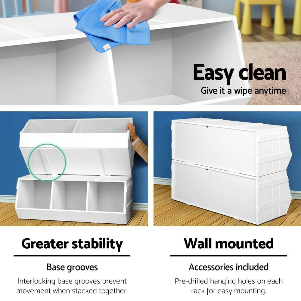 Keezi Kids Toy Box Stackable Bookshelf Storage Organiser Bookcase Shelf Deals499