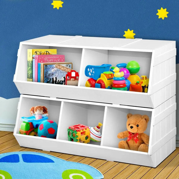 Keezi Kids Toy Box Stackable Bookshelf Storage Organiser Bookcase Shelf Deals499