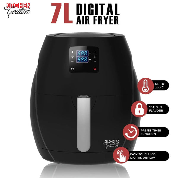 Kitchen Couture 7L Air Fryer Digital Low Fat Oil Free Rapid Healthy Deep Cooker Black 7 Litre Deals499