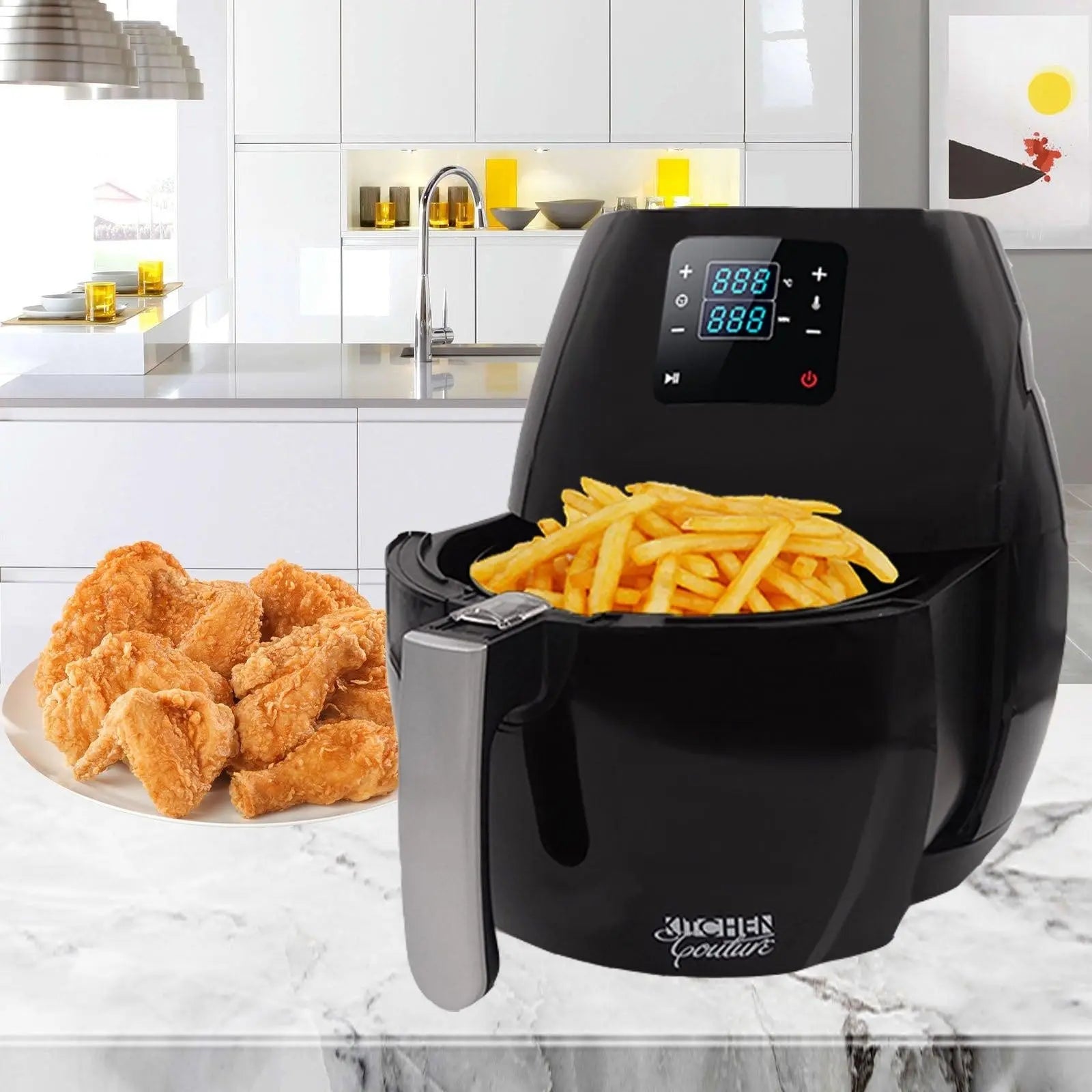 Kitchen Couture 7L Air Fryer Digital Low Fat Oil Free Rapid Healthy Deep Cooker Black 7 Litre Deals499