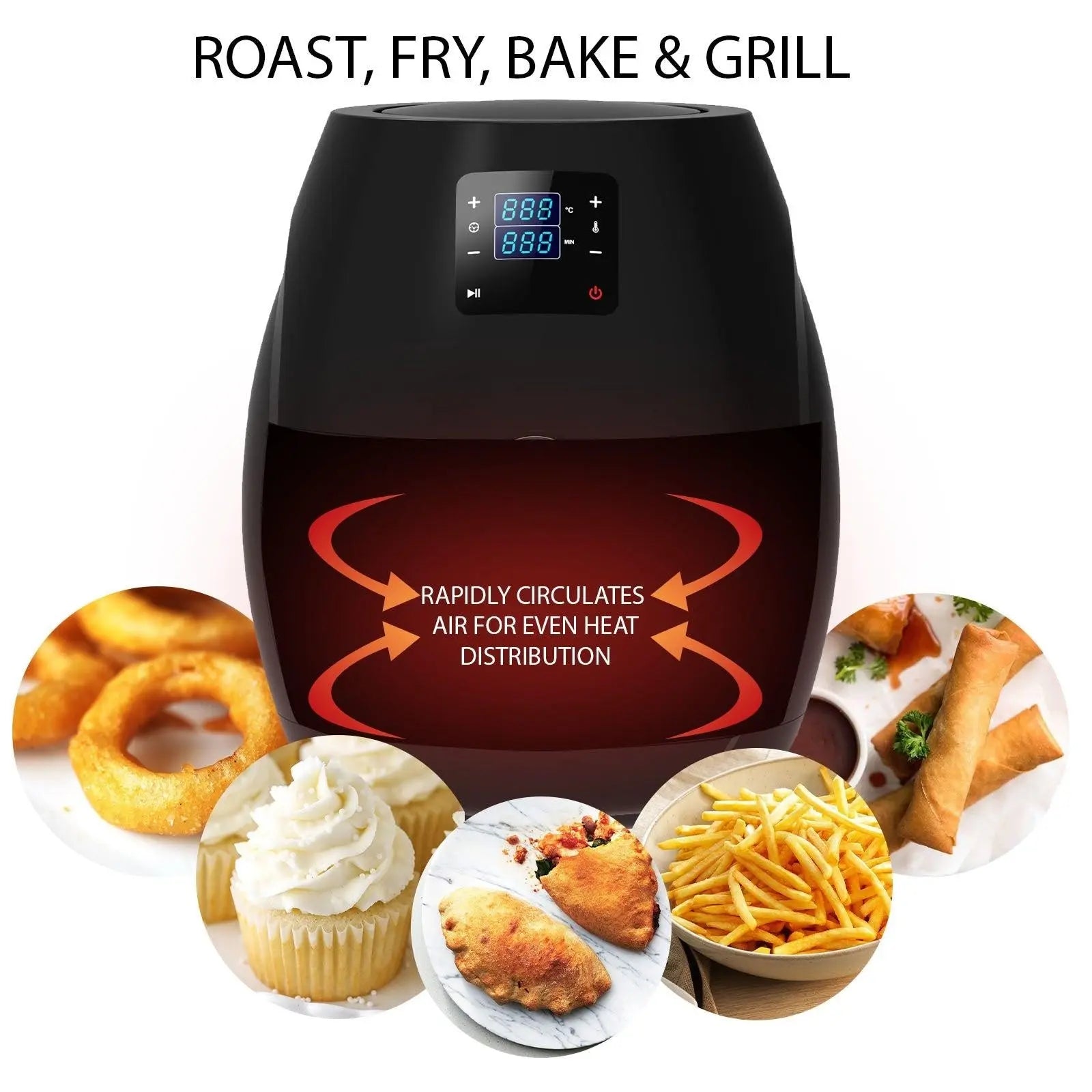 Kitchen Couture 7L Air Fryer Digital Low Fat Oil Free Rapid Healthy Deep Cooker Black 7 Litre Deals499
