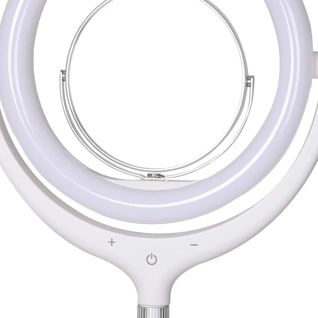 LED Ring Light with Tripod Stand Phone Holder Dimmable Studio Lamp Makeup Mirror White Deals499