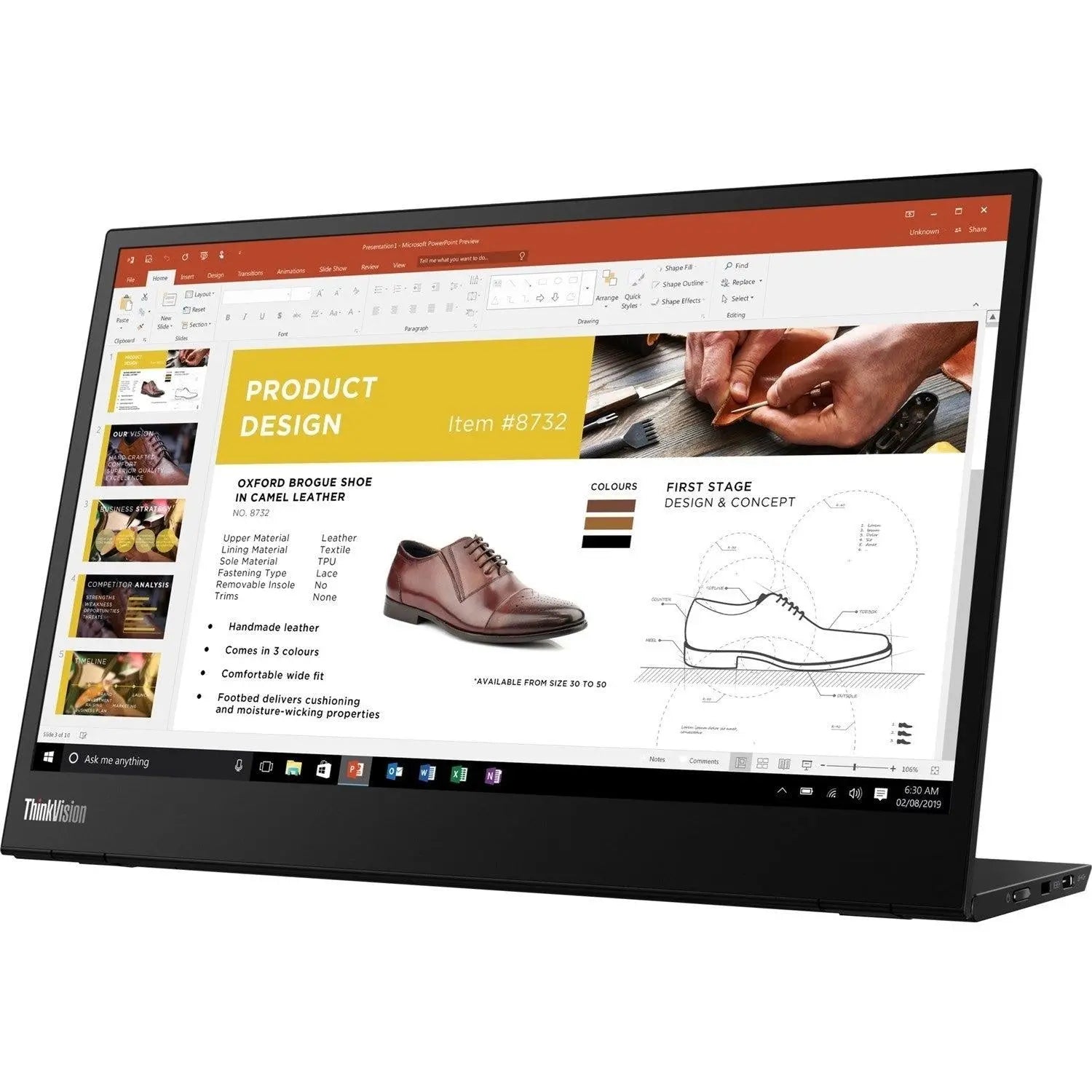 LENOVO ThinkVision M14 14' FHD IPS LED LCD Monitor - 1920x1080, 2x USB-C - Tilt Angle (-5/90) 3YR WTY (61DDUAR6AU) LENOVO