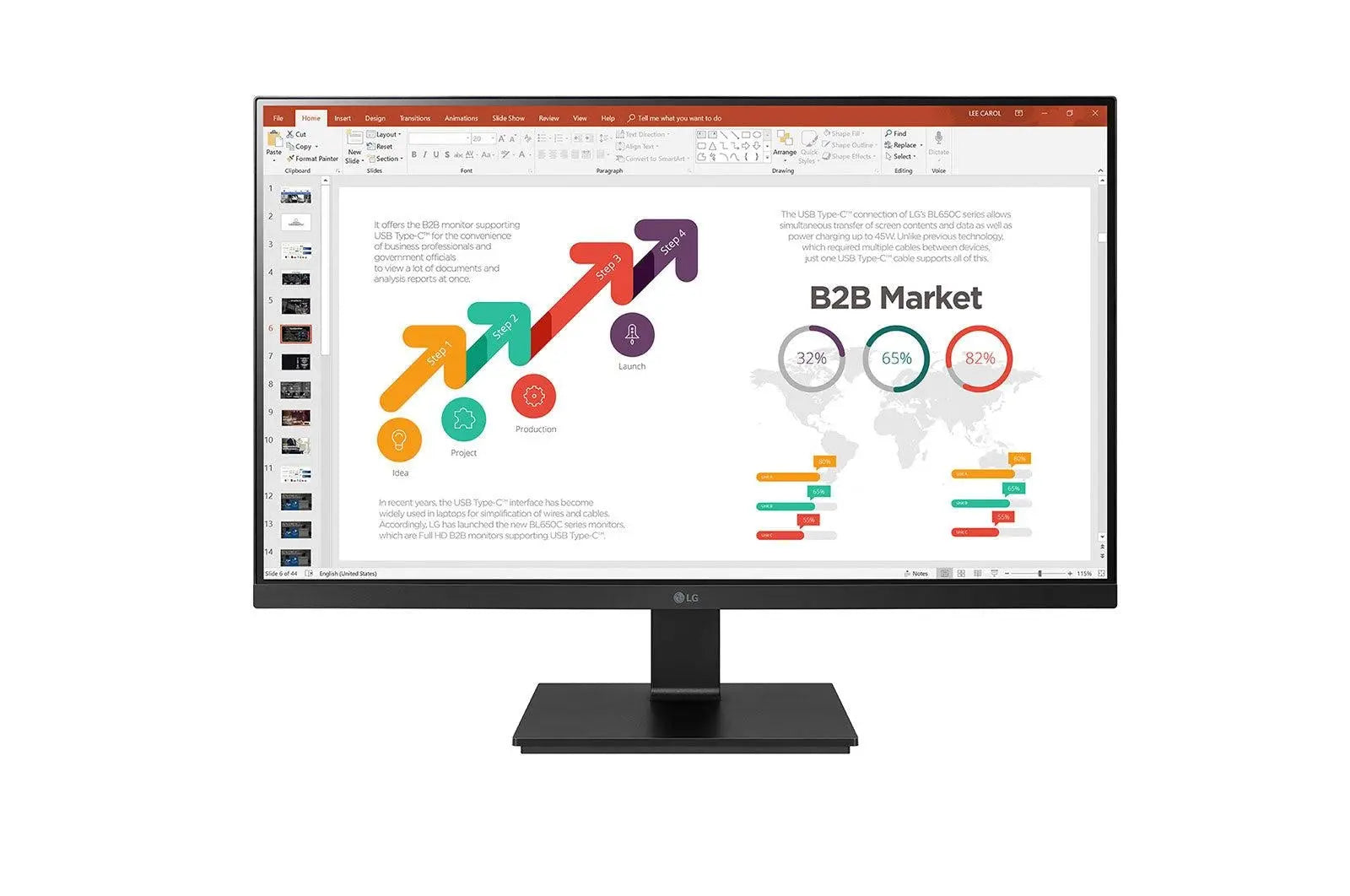 LG 23.8' IPS 5ms Full HD B2B Monitor - HDMI/VGA Tilt VESA100mm USB, USB-C LG