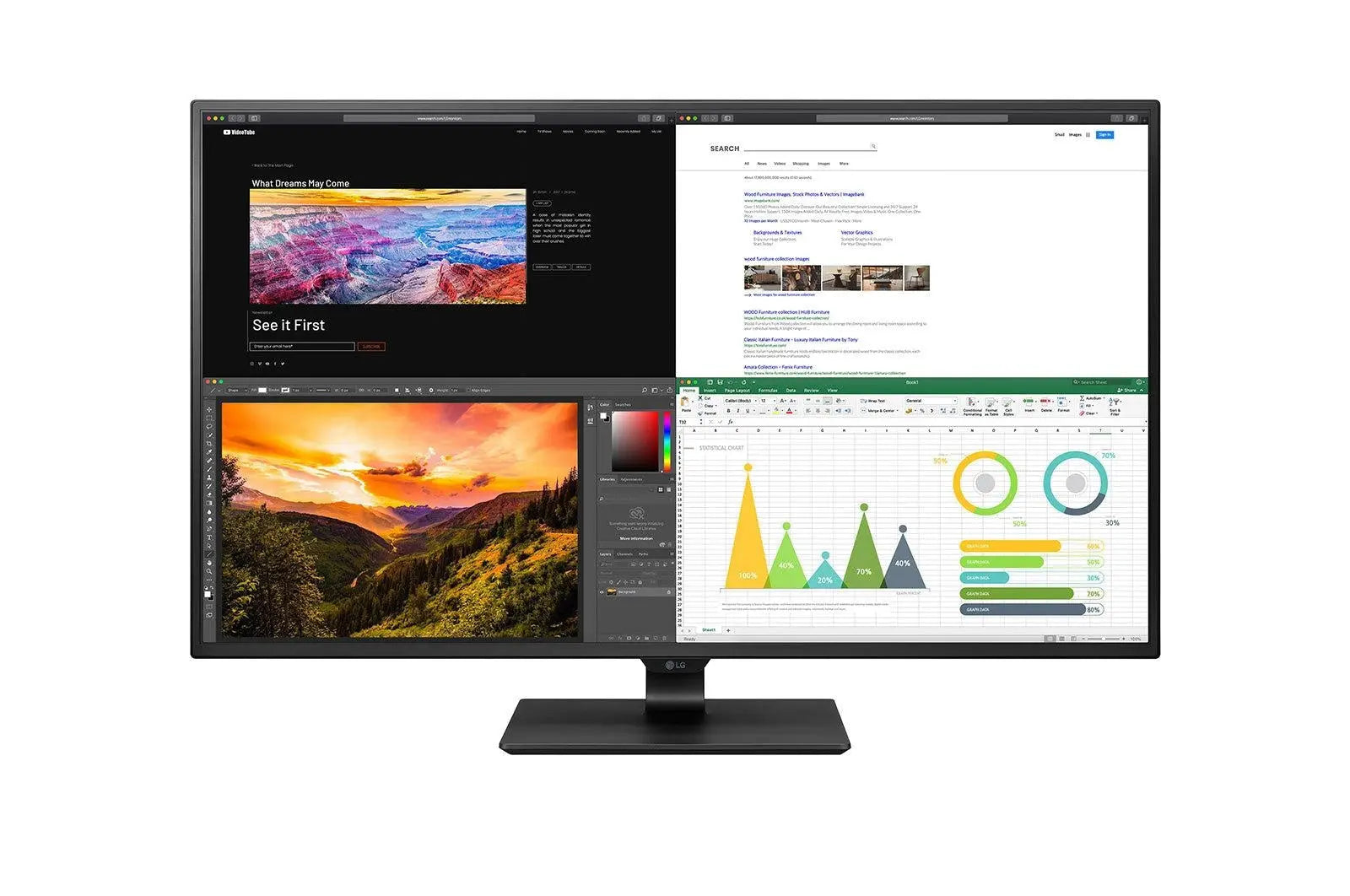 LG 43' IPS 5ms 60Hz 4K UHD IPS USB-C HDR 10 Monitor, Vesa 100x100 HDMI,DP LG
