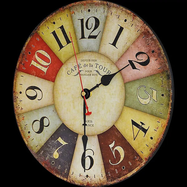 Large Colourful Wall Clock Kitchen  Office Retro Timepiece Deals499