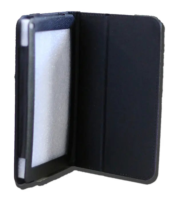 LeaderTab7 Folio Case Black Faux Leather. Camera hole rear LEADER