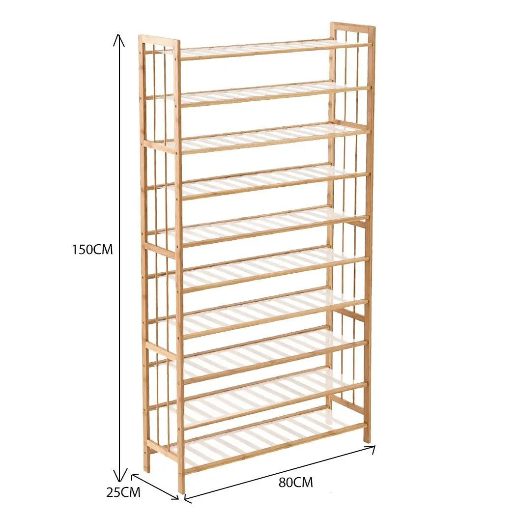 Levede 10 Tiers 80cm Wide Bamboo Shoe Rack Storage Wooden Organizer Shelf Stand Deals499