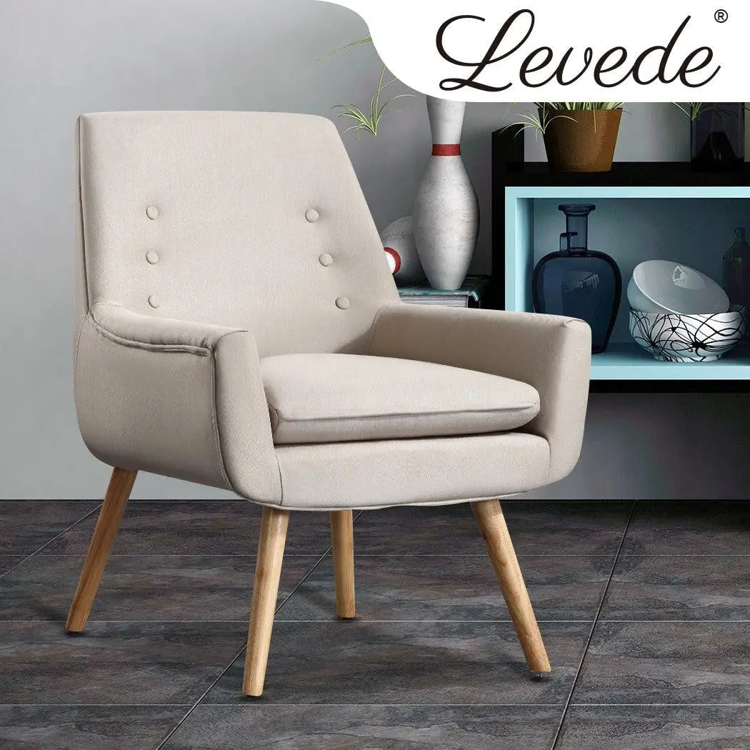 Levede 2x Upholstered Fabric Dining Chair Kitchen Wooden Modern Cafe Chairs Deals499
