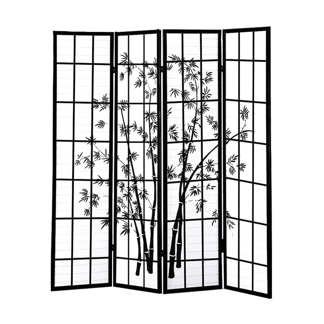 Levede 4 Panel Room Divider Screen Door Stand Privacy Fringe Wood Fold Bamboo Deals499