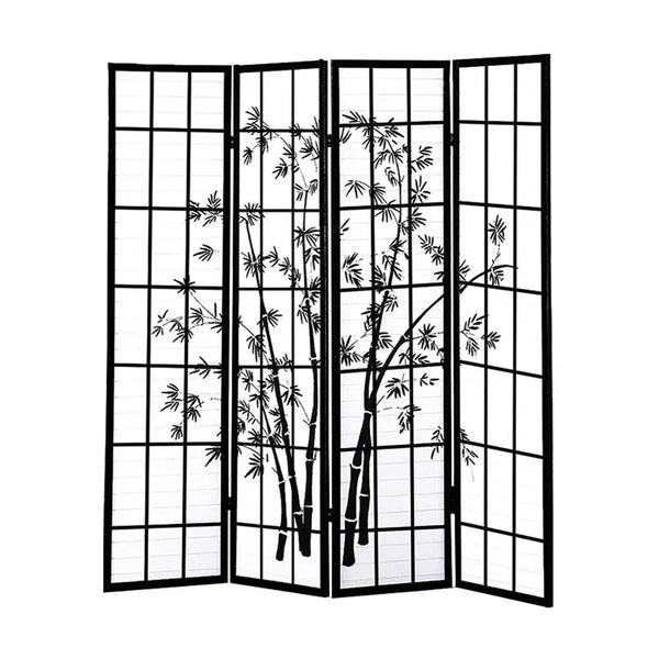 Levede 4 Panel Room Divider Screen Door Stand Privacy Fringe Wood Fold Bamboo Deals499
