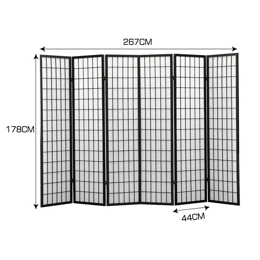 Levede 6 Panel Free Standing Foldable Room Divider Privacy Screen Black Frame Deals499