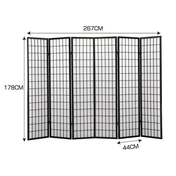 Levede 6 Panel Free Standing Foldable Room Divider Privacy Screen Black Frame Deals499