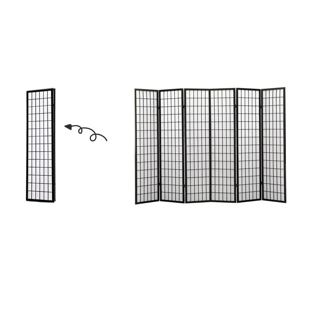 Levede 6 Panel Free Standing Foldable Room Divider Privacy Screen Black Frame Deals499