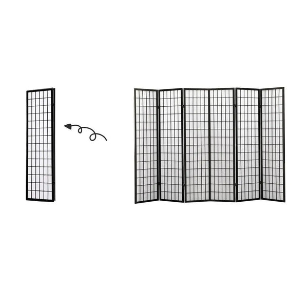 Levede 6 Panel Free Standing Foldable Room Divider Privacy Screen Black Frame Deals499