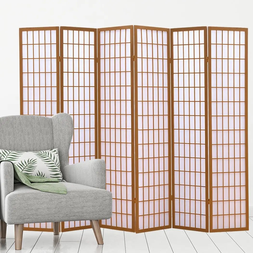 Levede 6 Panel Free Standing Foldable Room Divider Privacy Screen Wood Frame Deals499