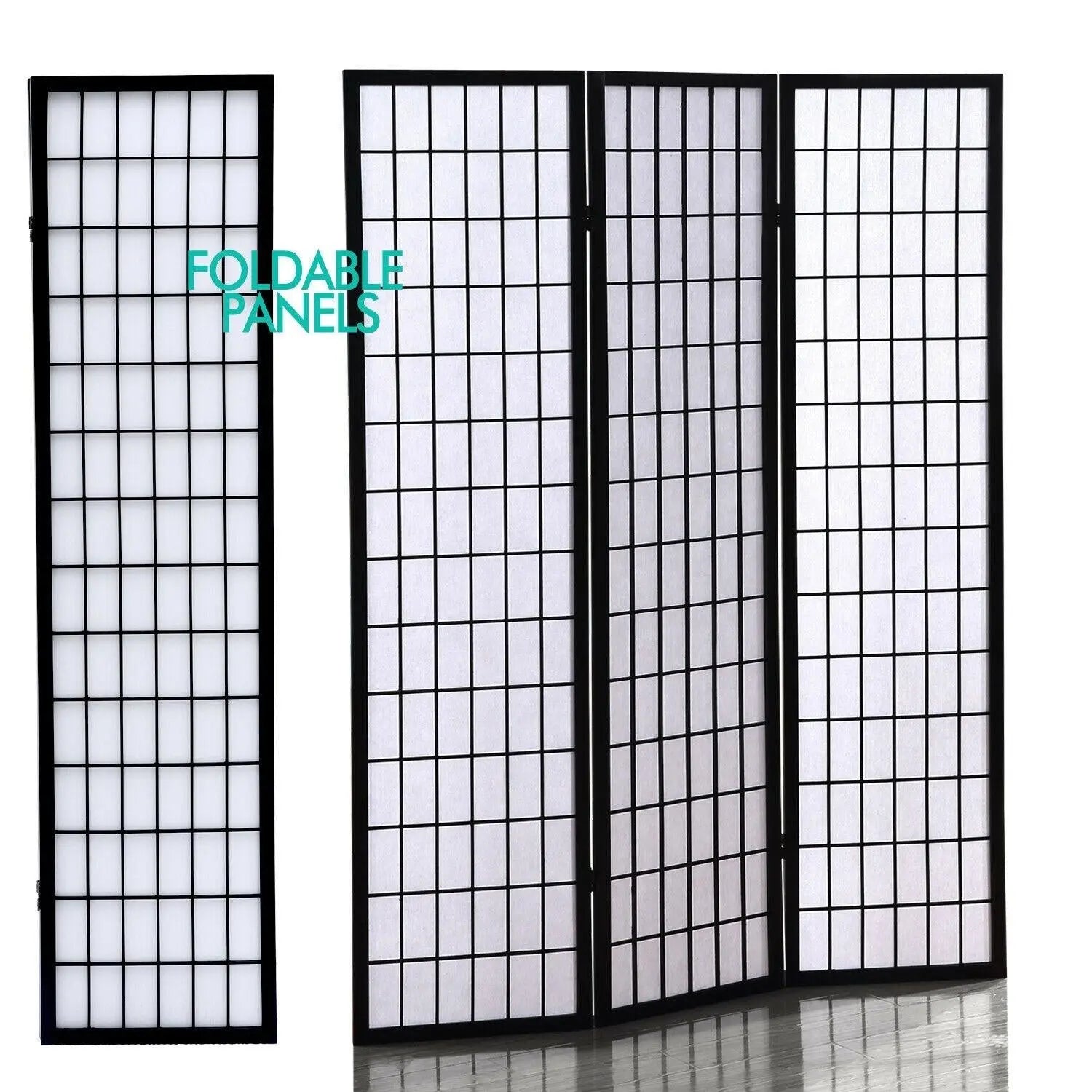 Levede 8 Panel Free Standing Foldable Room Divider Privacy Screen Black Frame Deals499