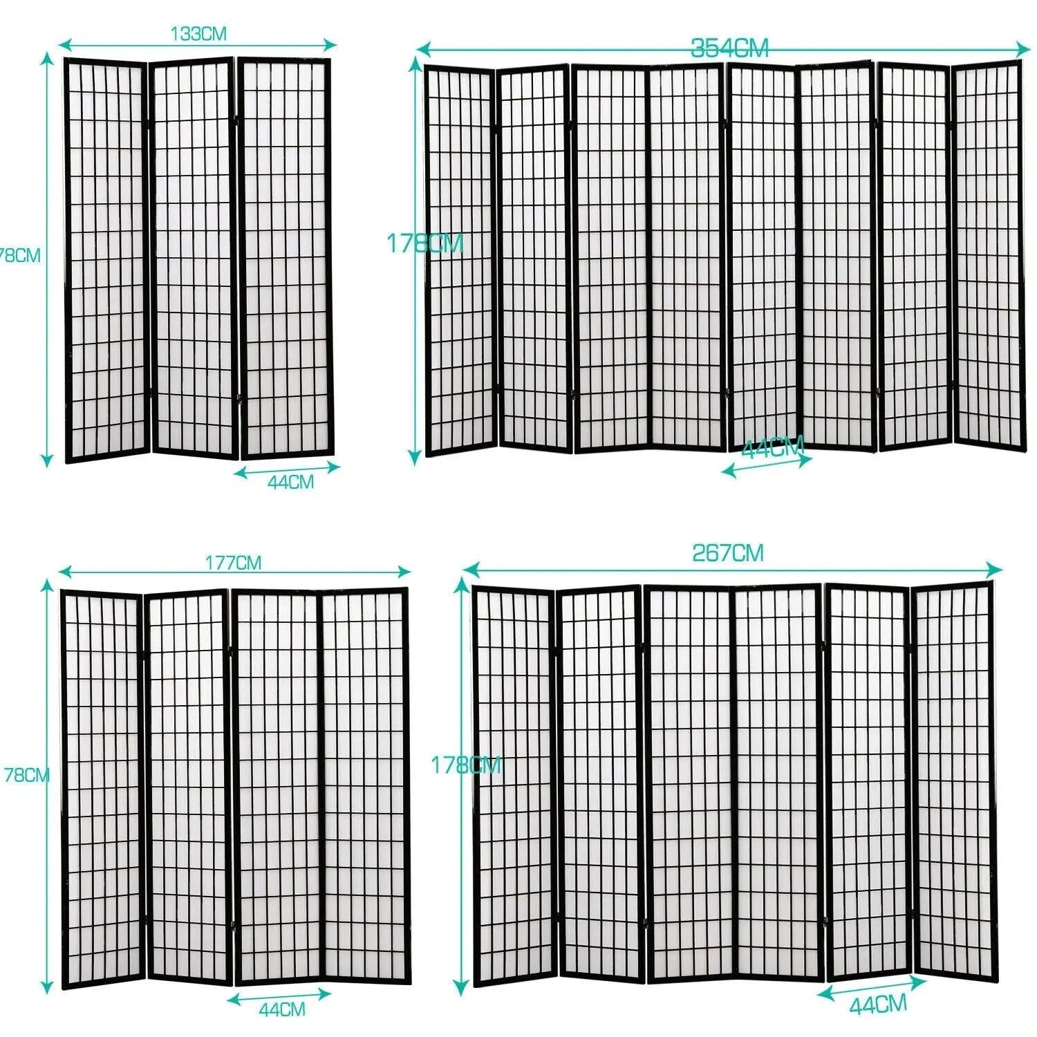 Levede 8 Panel Free Standing Foldable Room Divider Privacy Screen Black Frame Deals499